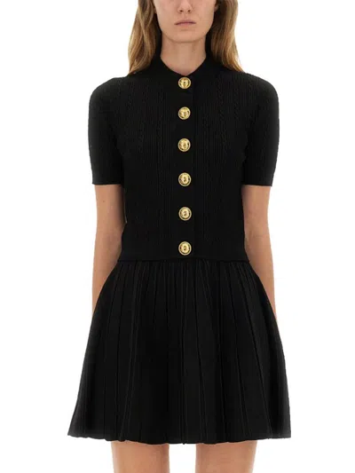 Balmain Black Viscose Sweaters In Black