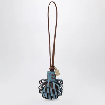 Miu Miu Loop Handle Keyring Metal Tag Design In Blue