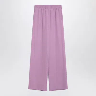 Valentino Silk Wide-leg Trousers In Purple