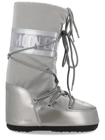 Moon Boot Mb Icon Glance Woman Boot Light Grey Size 8-9.5 Polyamide, Polyester, Pvc - Polyvinyl Chlo In Metallic