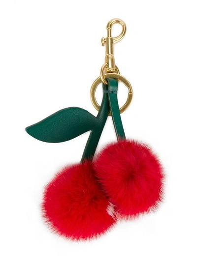 Shop Anya Hindmarch Cherry Keyring In Red