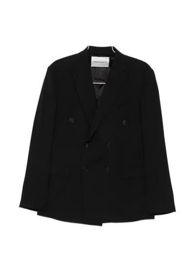 Amaranto Double-breasted Blazer In Black