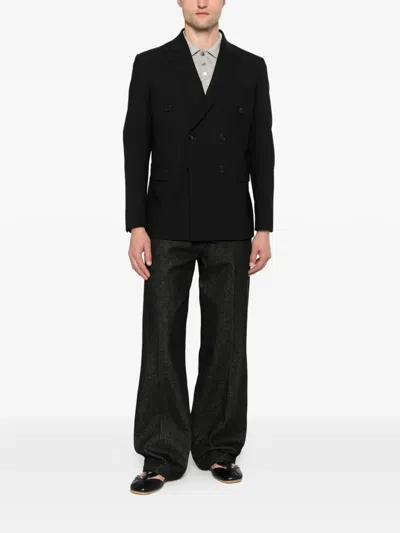 Amaranto Double-breasted Blazer In Black