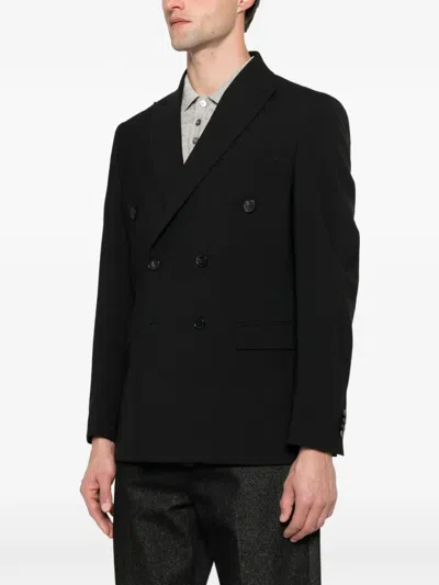 Amaranto Double-breasted Blazer In Black