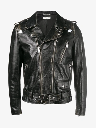 Shop Saint Laurent Distressed Biker Jacket