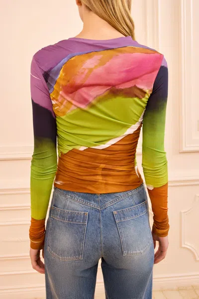 Ulla Johnson Paradis Ruched Jersey Top In Multi