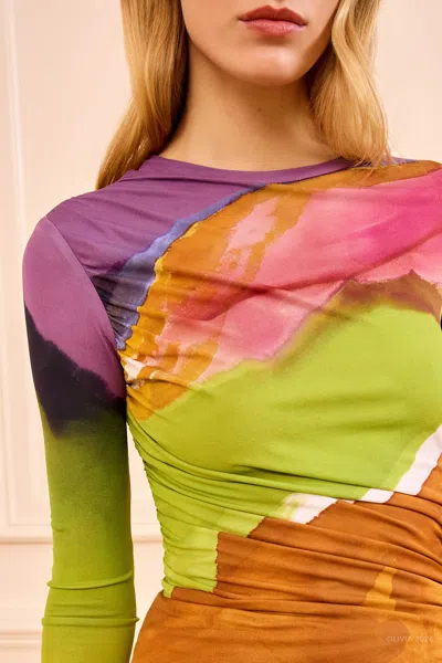 Ulla Johnson Paradis Ruched Jersey Top In Multi