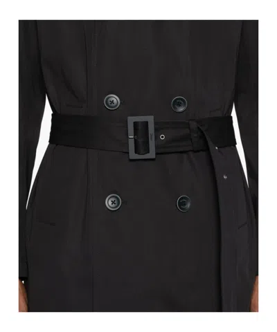 Herno Double-breasted Trench Coat In Black