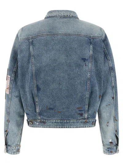 Dsquared2 Rebel Patchwork Denim Jacket In Blue