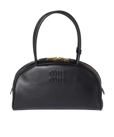 Miu Miu Black Calf Leather Bos Taurus Shoulder Bag