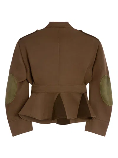Celine Peplum Wool Jacket Structured Shoulders Collar In Brown