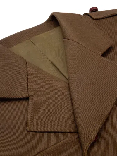 Celine Peplum Wool Jacket Structured Shoulders Collar In Brown