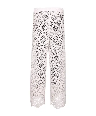 Herno Geometric Lace Wide-leg Pants In White