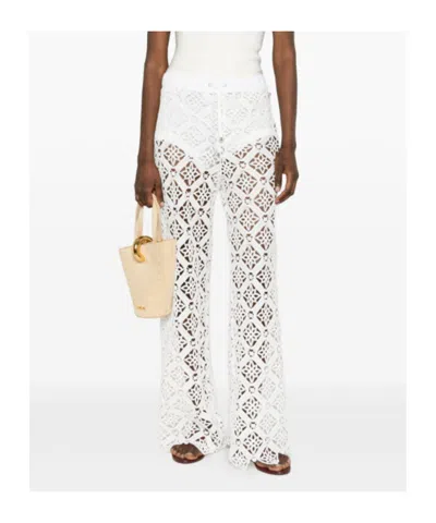 Herno Geometric Lace Wide-leg Pants In White