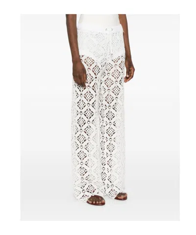 Herno Geometric Lace Wide-leg Pants In White