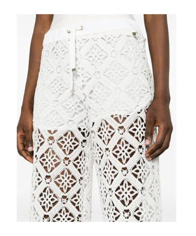 Herno Geometric Lace Wide-leg Pants In White
