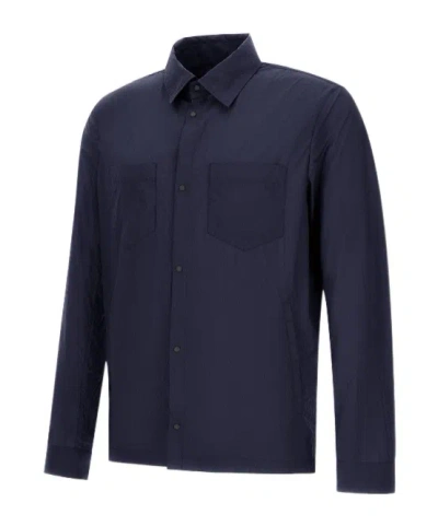 Herno Shacket In Micro Ripstop Nylon In Blue
