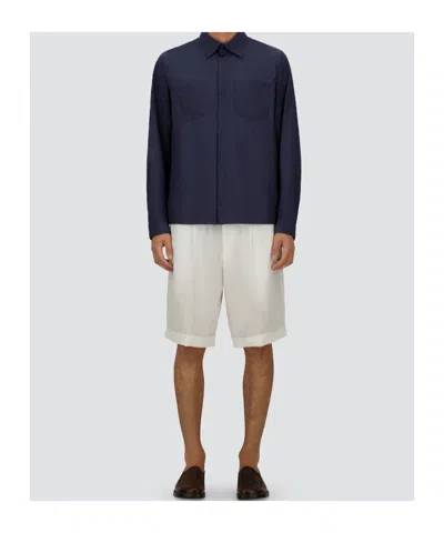 Herno Shacket In Micro Ripstop Nylon In Blue