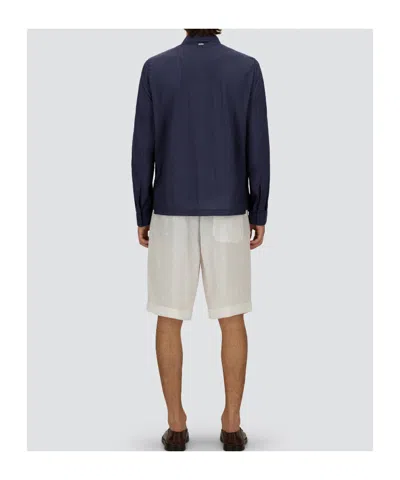 Herno Shacket In Micro Ripstop Nylon In Blue