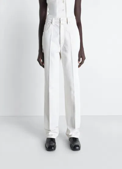 Lemaire High-waisted Straight-leg Jeans With Belt In White Denim In White