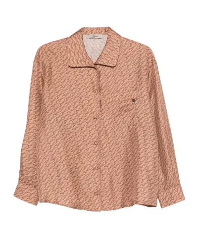 Herno Patterned Collared Shirt In Brown