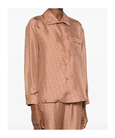 Herno Patterned Collared Shirt In Brown