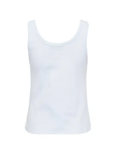 Msgm Tank Top With Button Stripes In White