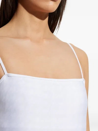 Perfect Moment Houndstooth-pattern Swimsuit In White