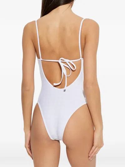 Perfect Moment Houndstooth-pattern Swimsuit In White