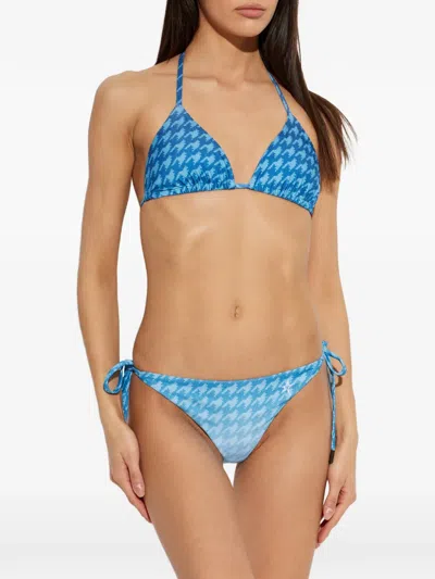 Perfect Moment Houndstooth-pattern Bikini Bottoms In Blue