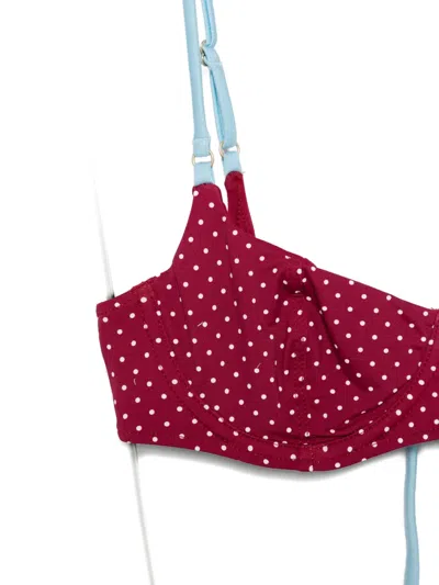 Frankies Bikinis Polka-dot-pattern Bikini Top In Red