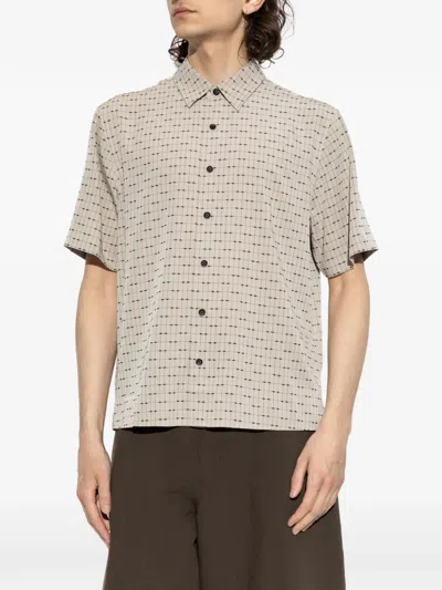 Rag & Bone Grid-pattern Short-sleeve Shirt In Brown