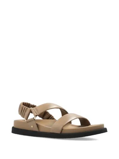 Max Mara Leather Slingback Sandals In Neutral
