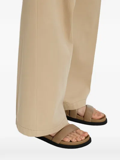 Max Mara Leather Slingback Sandals In Neutral