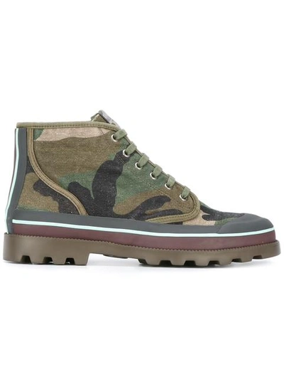 Valentino Garavani Id Camo Canvas Hiking Boot, Multicolor In A.green-brush Woodbeige