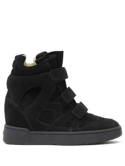 Isabel Marant Women Black Wedge With Insert Design And High Heel Sneaker In Leather Woman
