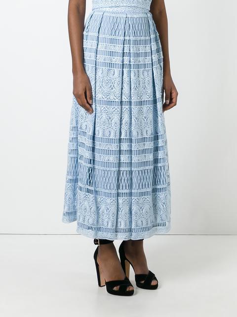 House Of Holland Woman Heart Guipure Lace Maxi Skirt Sky Blue | ModeSens