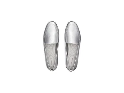 Birdies Vesper Leather Flat In Silver