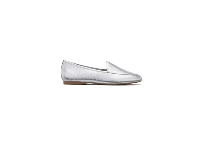 Birdies Vesper Leather Flat In Silver