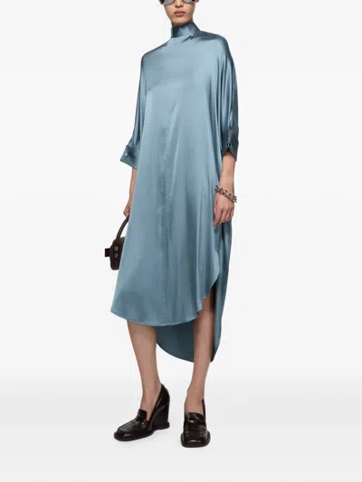 Acne Studios Satin Backless Dress In Blue