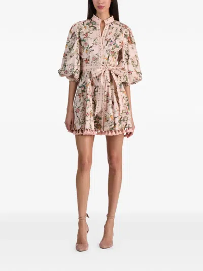 Alice And Olivia Lucy Mini Shirt Dress Sunset Grove English Rose In Multi