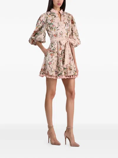 Alice And Olivia Lucy Mini Shirt Dress Sunset Grove English Rose In Multi