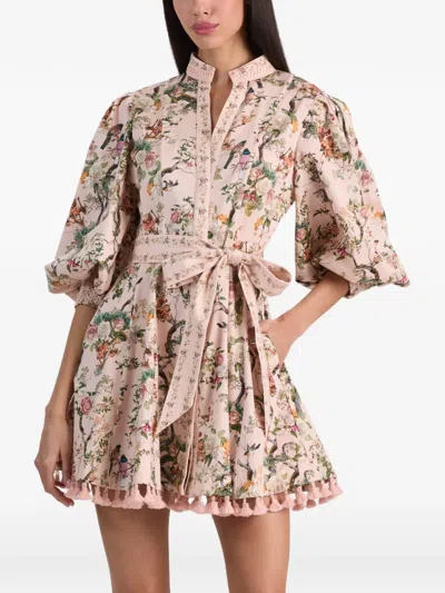 Alice And Olivia Lucy Mini Shirt Dress Sunset Grove English Rose In Multi