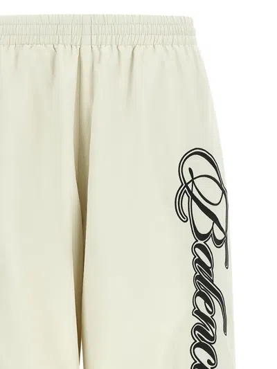 Balenciaga Multicolor Cursive Reversible Pants In Neutral