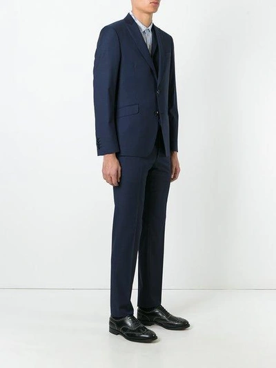 Shop Etro Three-piece Formal Suit - Blue