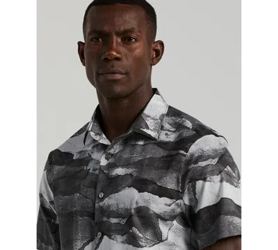 Perry Ellis Men's Cotton Abstract Wave Print Shirt In Black
