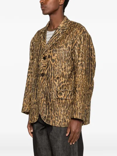 Visvim Bowen Leopard-print Silk Blazer In Brown