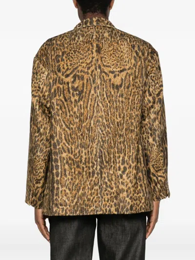 Visvim Bowen Leopard-print Silk Blazer In Brown