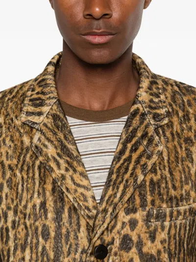 Visvim Bowen Leopard-print Silk Blazer In Brown