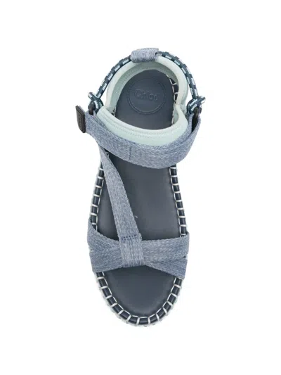 Chloé Platform Touch-strap Sandals In Blue